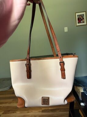 Dooney & Bourke Light Pink Tote with Tan Leather Trim